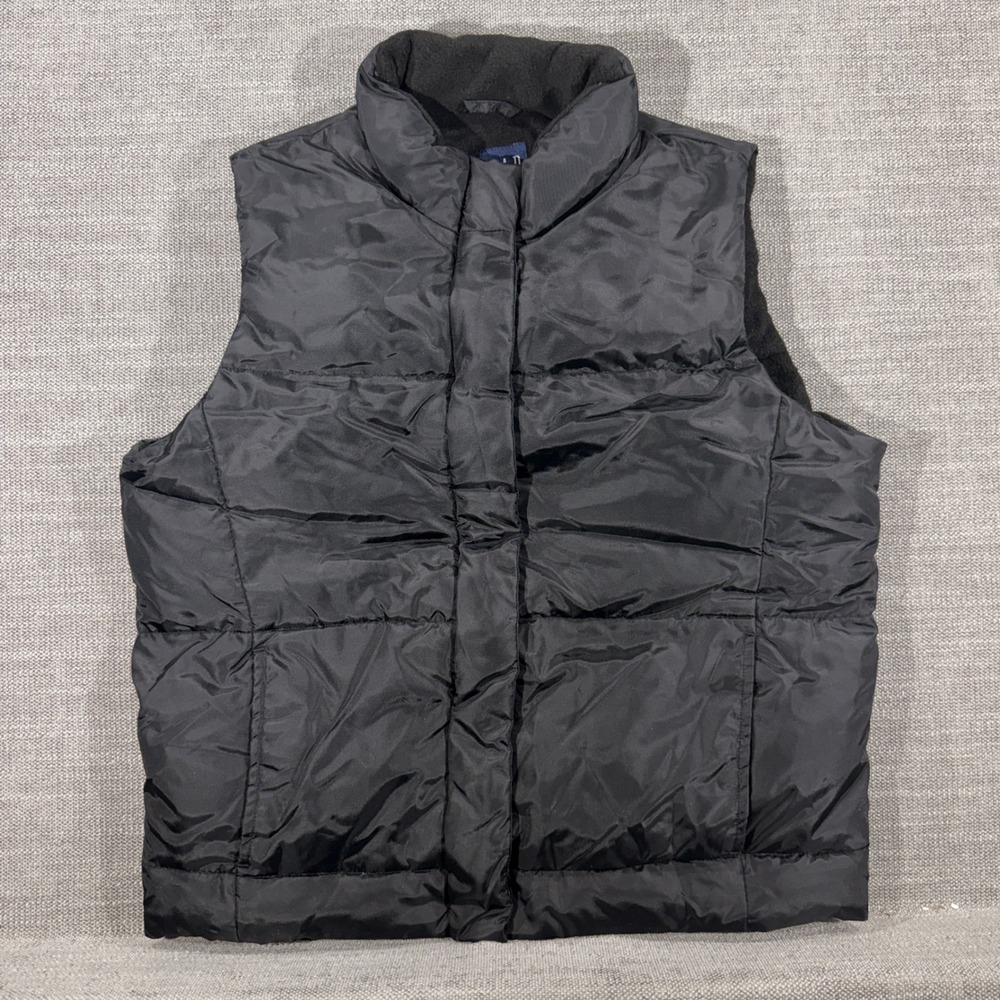 Gap Puffer Vest Mens‎ S Black Excellent Down Fill Fleece Lined Quilted Gorpcore